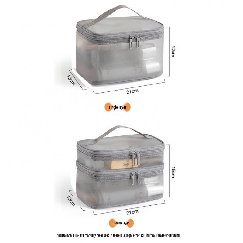 

Nylon Mesh Makeup Bag 2025: Large Capacity, Portable Toiletries & Cosmetics Organizer with Single/Double Layer Options. Single Layer сірий колір