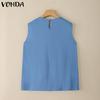 VONDA Women Casual Loose Sleeveless Ruffled Tank Tops