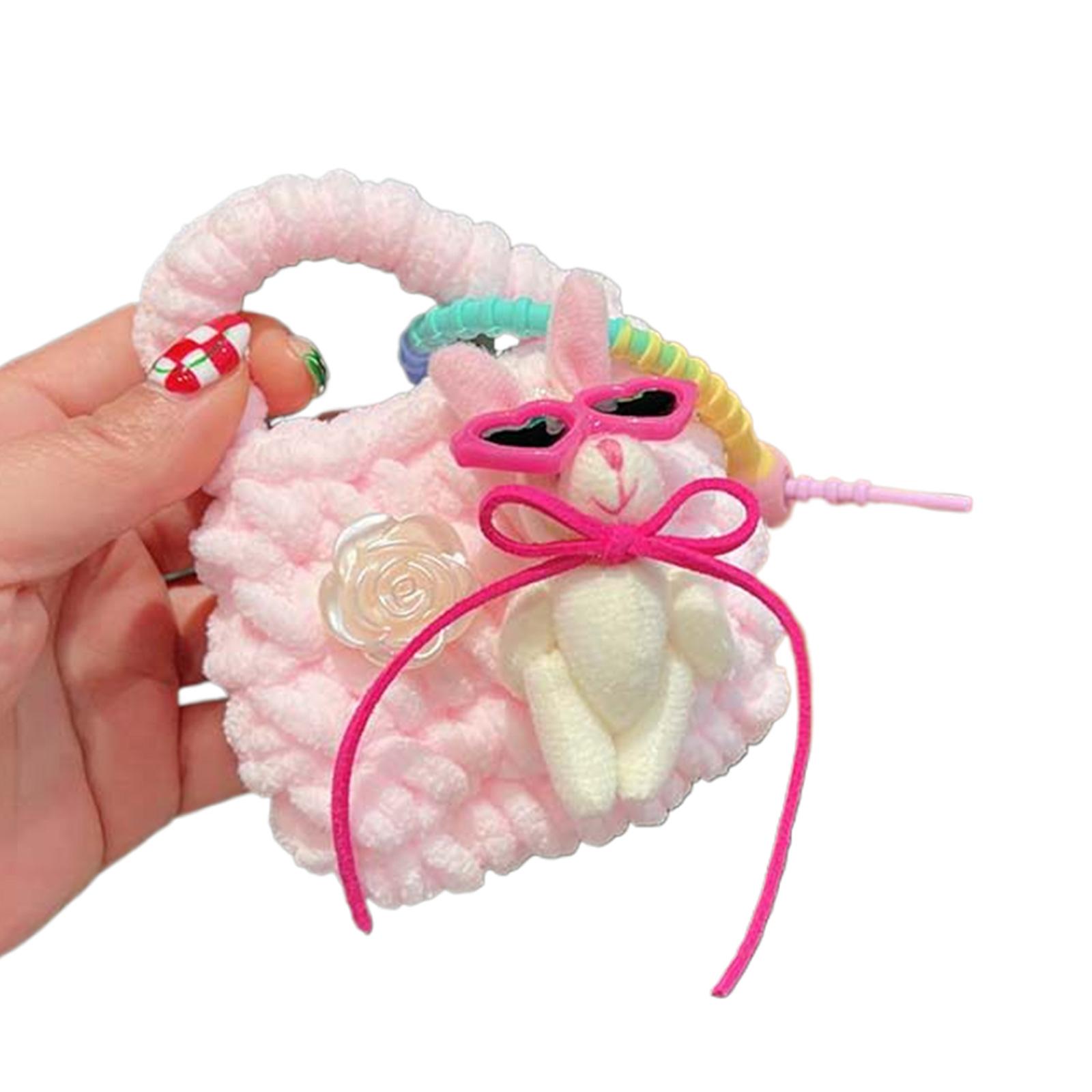 

Crocheted Mini Bag Wireless Headphone Case Women Girl Purse Pendant for Handbag Cartoon Animal Bag Wireless Headphone