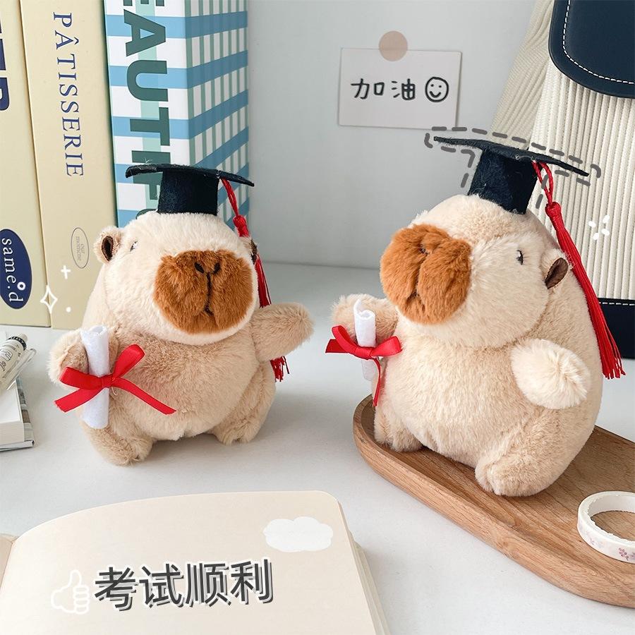 Doctor's Hat Kapibala Pendant Plush Toy Capybara Dolls Bag Hanging Decoration Graduation Season Gift