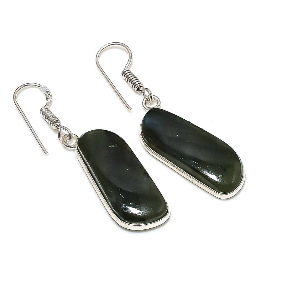 Natural Labradorite Gemstone Handmade 925 Sterling Silver Jewelry Earring 1.77" AE-13999