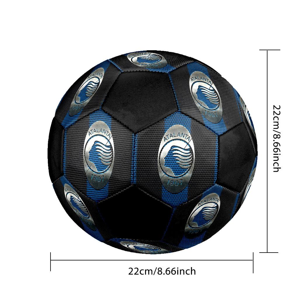 Atalanta BC Logo Size 5 Soccer Ball, Machine-Stitched PVC, Durable & High Bounce, All Ages Fit, Fan Merchandise, Matches & Outdoor Use.