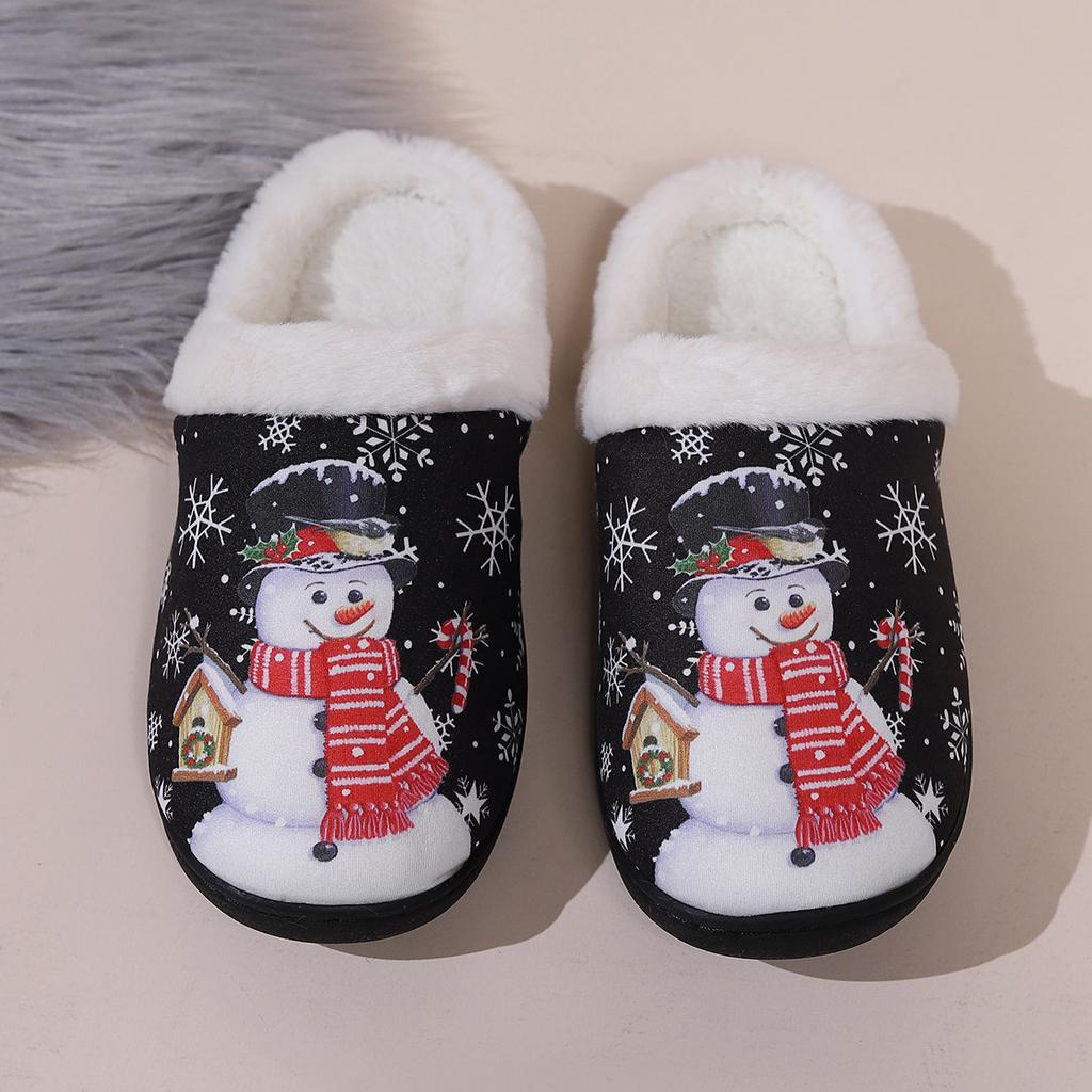 Cross-border Spot New Cotton Slippers Women's Spring Japanese Fashion Home Wear-resistant Slippers Cotton Shoes Cute Christmas Series