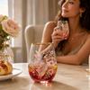 Printed Glass Cup for and Beverages, Household Drinkware for Daily Kitchen Use