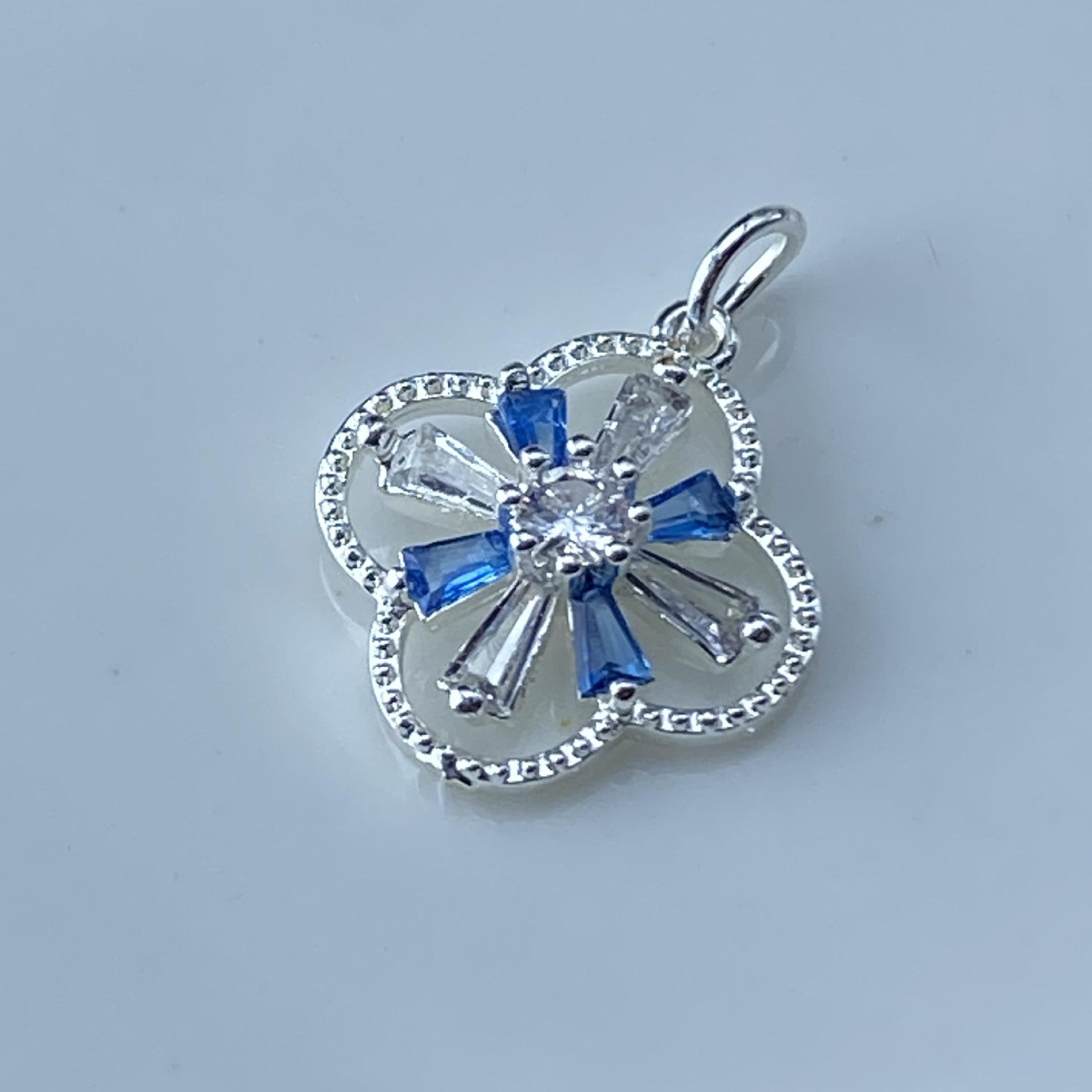 2025 New Minimalist French Full Diamond Four-Leaf Clover Handmade Crystal DIY Jewelry Accessories