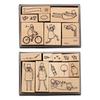 Midori Stamp Wooden Pattern 30th 35597006 Set, A, Ojisan, Anniversary,