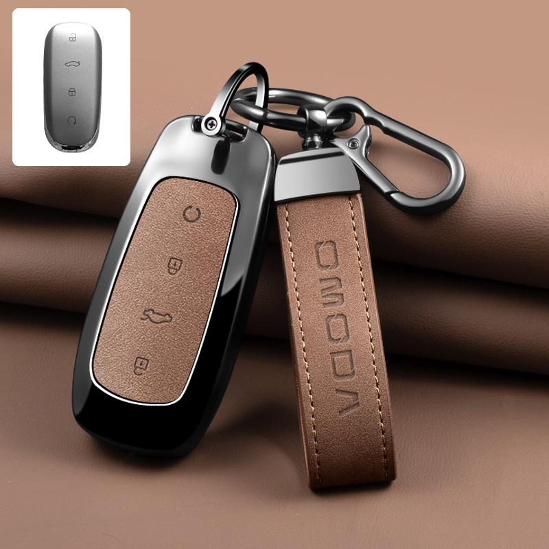 OMODA 5 Autoschlüssel Schutzhülle und Schnalle - Hochwertiges Zubehör für Damen und Herren Box Packaging brown