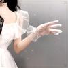 French Retro Polka Dot Mesh See-Through Lace Gloves Women'S Thin With Lace Wedding Dress Decoration Full Finger