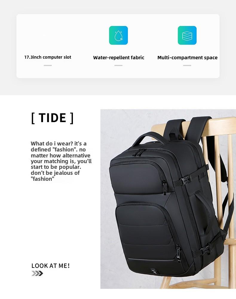Men's Travel Business Backpack - High-End, Large-Capacity, Waterproof, Fashionable Shoulder Bag for Commuting and Computers.