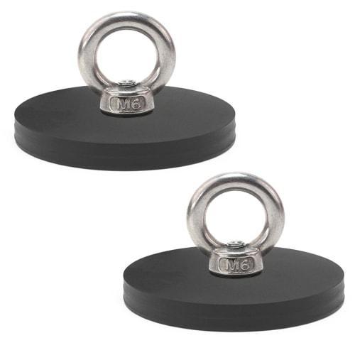 Super Strong Neodymium Magnet Hooks, 66mm Diameter, Rubber-Coated Stainless Steel, Rust-Resistant, High-Friction Magnetic Mount Base, Non-Slip, Scratc