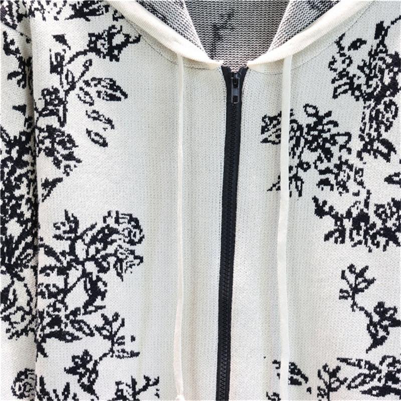 Fashionable Women's Autumn And Winter Ink Painting Suit Loose Knitted Top And Wide Leg Pants Two Piece Suit