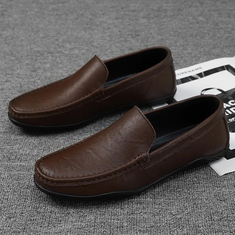 2025 Leather Loafers Men Casual Shoes Classic Man Moccasins Luxury Designer Flats Slip On Black Mens Driving Shoes