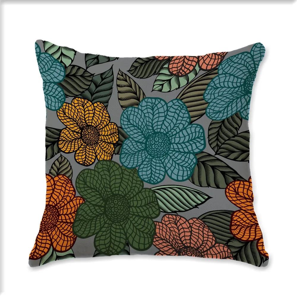 Vintage Plant Flower Style Single Side Digital Printing Bohemian Pillowcase Car Sofa Cushion Suite Bedroom Bedside Decoration