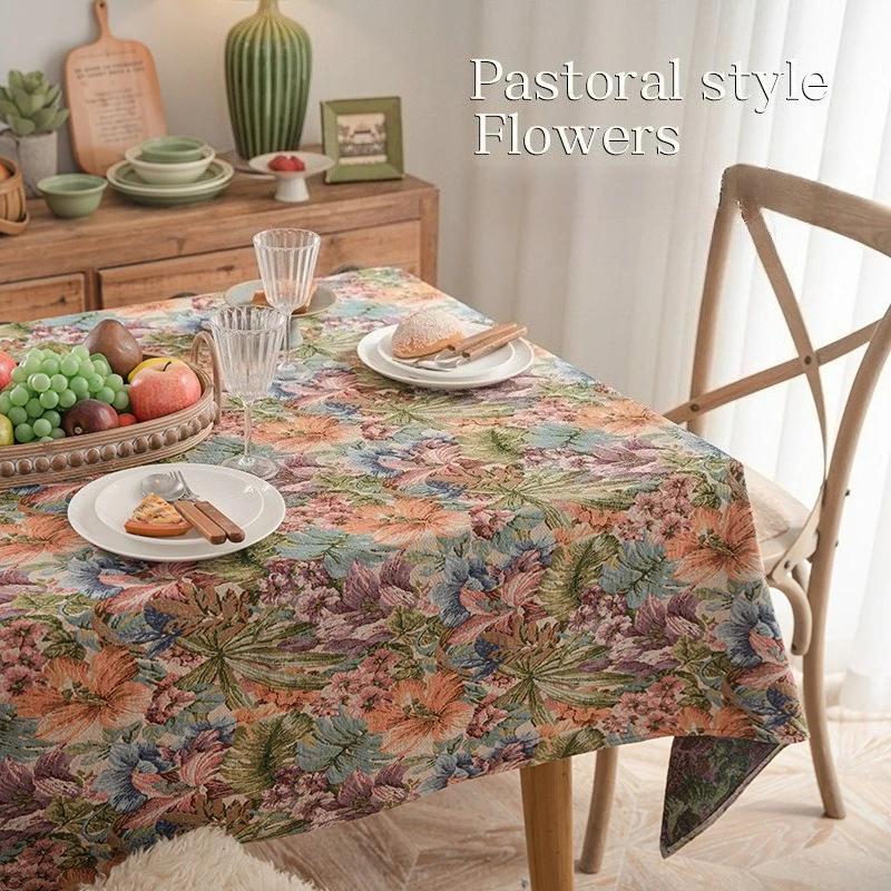 1PC Rural style Dinner Tablecloth Thickened jacquard home decor fabric Kitchen & Dining Room Wedding Table Cover Tea Decoration