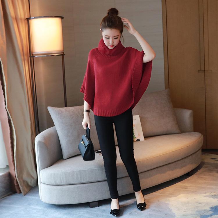 Plus Size Autumn Knit Shawl Sweater - Versatile Wool Cape with Patchwork Design