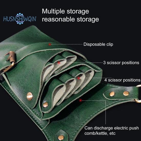 Taška na nůžky na vlasy 7 štěrbin Nastavitelný popruh Salon z umělé kůže Kadeřnictví Držák na nůžky Kadeřnictví Taška do pasu Kadeřnictví Příslušenství