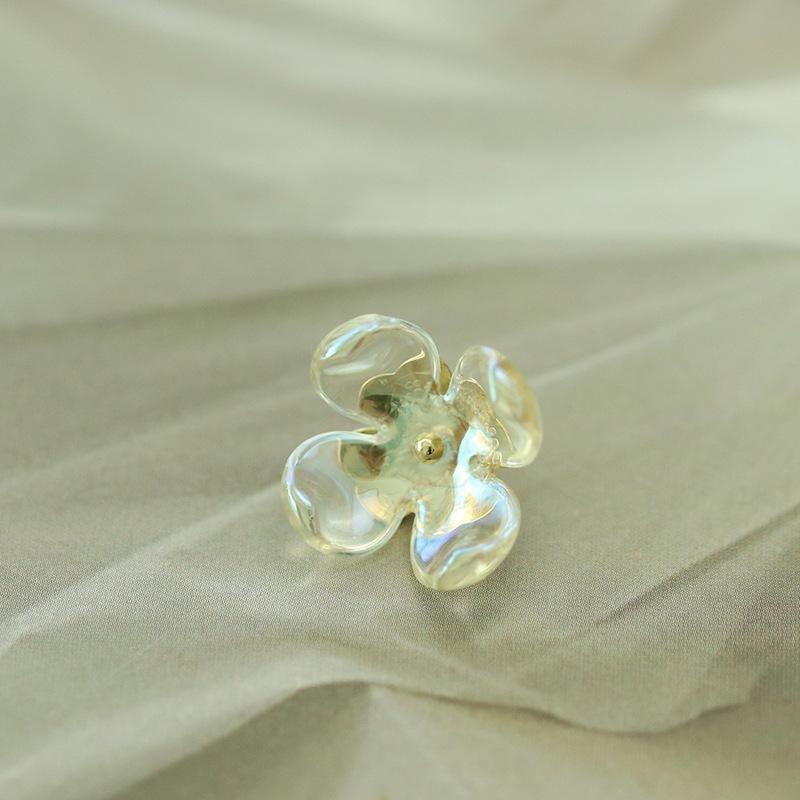 

5Pcs Clover Ab Color Button Metal Base Resin Button Knitted Cardigan Shirt Dress Decorative Button flower shape & 10mm