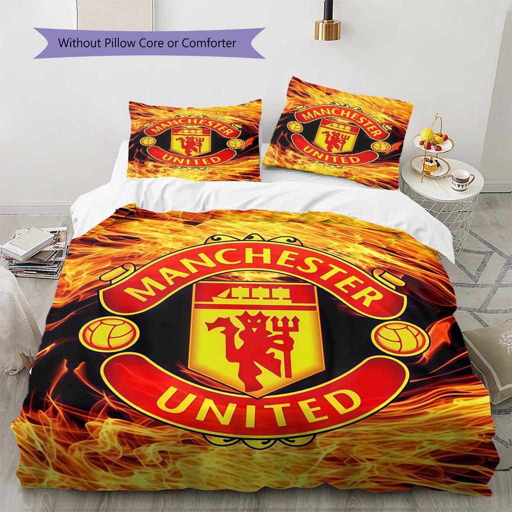 Jednoduchá MUFC Dekorace Sada povlečení s přikrývkou Potah na přikrývku Povlak na polštář Domácí dekorace Dárek k narozeninám (1 * povlak na peřinu + 2 * povlak na polštář, bez jádra)