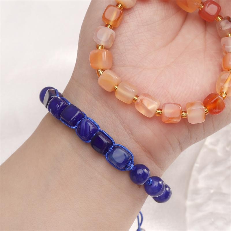 1strip /bag Colored Natural Agate Square Beads DIY Bracelet Necklace Earrings Jewelry Accessories