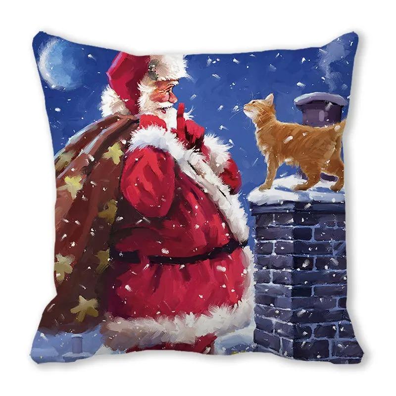 Vianočné obliečky na vankúše Autopríslušenstvo Kancelária Santa Claus Obývacia izba Pohovka Domáce obliečky na vankúše