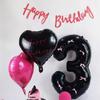 32 Inch 0-9 Digital Balloon Aluminum Foil Bow Digital Black Digital Balloon Pink Bow Wedding Decor Happy Birthday Banner Party