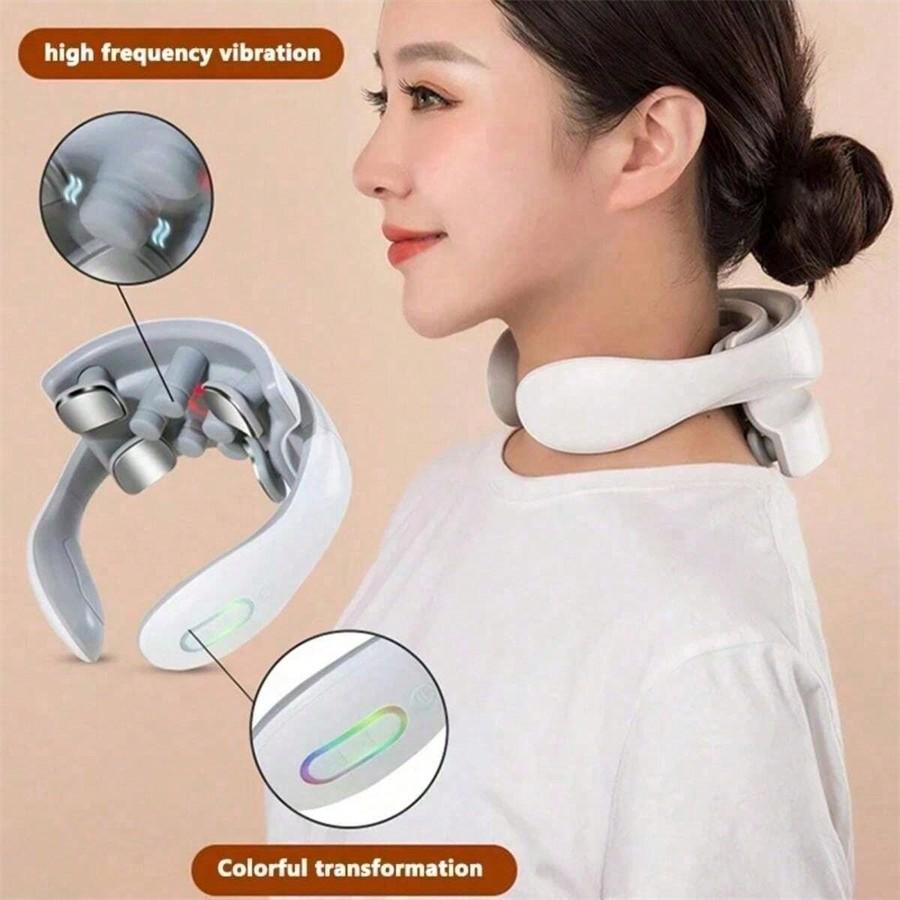 EMS Electric Cervical Spine Massager 6 Models 9 Gears Neck Shoulder Massage Vertebra Relax Automatic Heating