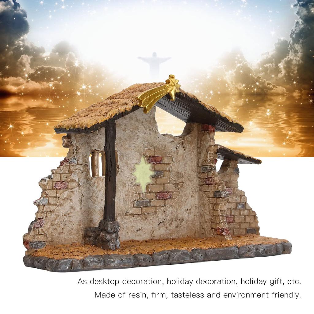 Nativity Scene Figurine Christmas Manger Realistic Christmas Holiday Desktop Decor Gift for Living Table Holiday Gift Set, Statue, Ornament, Home,