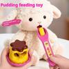 Pretend Play Pudding Feeding Toy Set with Magic Spoon Simulation Food Kitchen Toys for Kids Interactive Role Play Gift for Girls