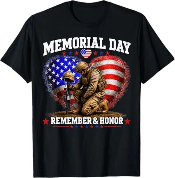 Memorial Day USA Flag Remember Honor Patriot Men Women T-Shirt S