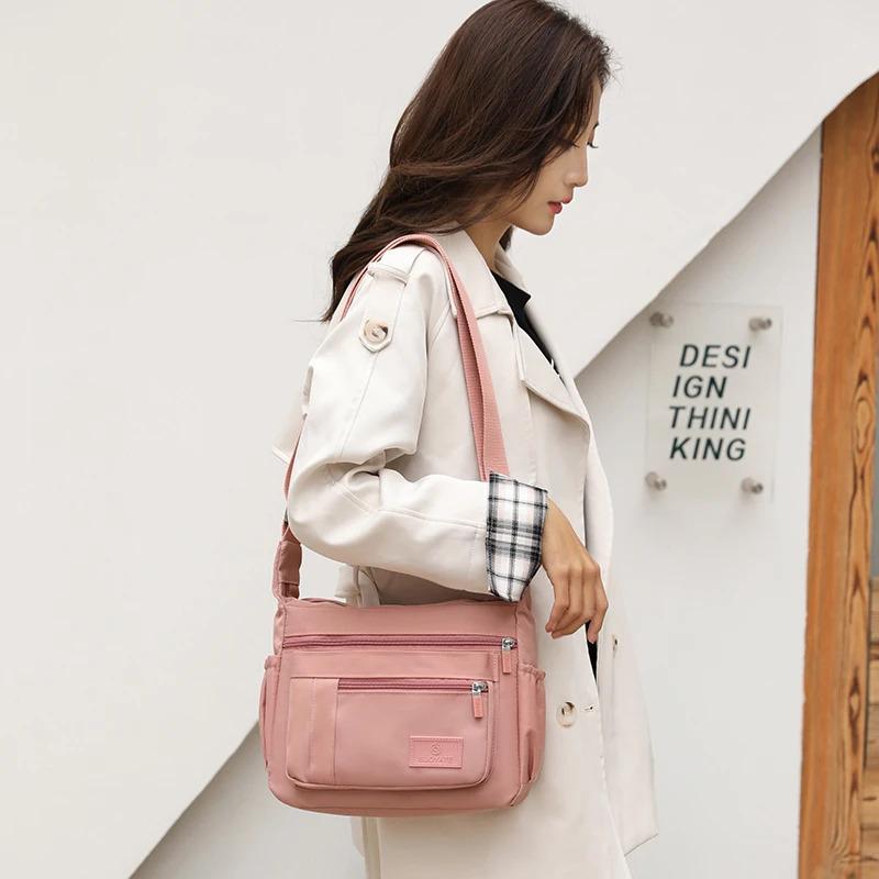 Modische Umhängetasche für Damen, Messenger-Tasche aus wasserdichtem Nylon, Damenhandtasche