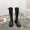 Fashion Women Knee High Boots 2024 Thicken Winter Square Heel Lace Up Platform Shoes Woman Knight Long Boots Black White Botas De Mujer