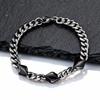 Cool Punk Stainless Steel Chain Bracelet for Men,21CM Silver Color Metal Chain Wristband,Hip Hop Jewelry Gift