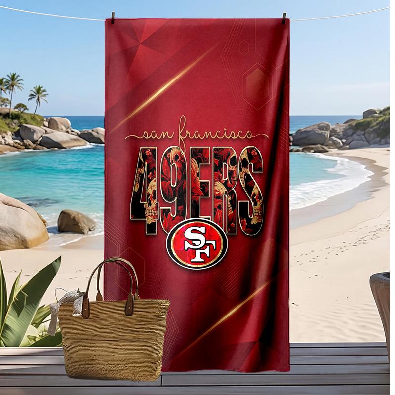 Asciugamano da Spiaggia Stampa San Francisco 49ers Morbido Portatile Asciugatura Rapida?Asciugamano Asciutto Per Piscina Vacanza Estiva Sport all'Aperto