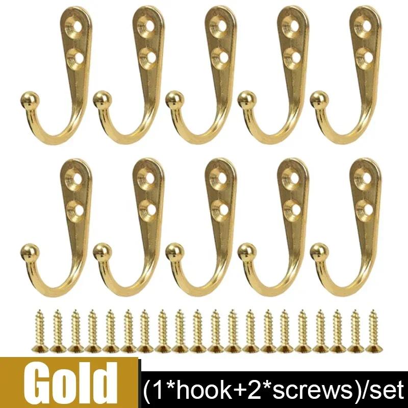 30/1Pcs Small Hook Door Wall Mounted Hooks with Screws for Hanging Coat Bag Robe Towels Keys Kitchen Bathroom Rack Accessories