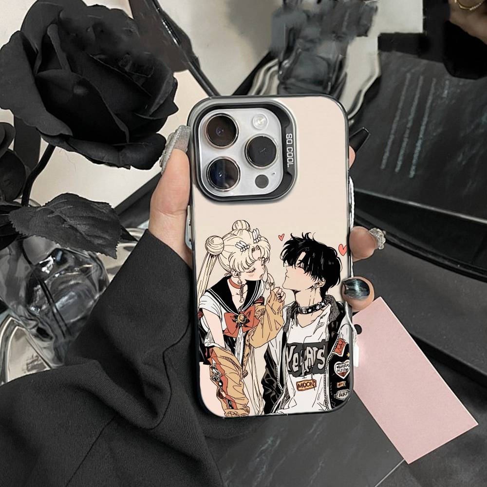 Cartoon F-Sailor M-Moons Phone Case For iPhone 17,16,15,14,13,12,Pro MAX Black Matte Shockproof Cover