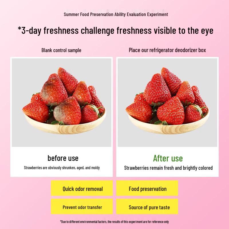 Activated Carbon Refrigerator Deodorizer Box: Removes Odors, Freshens, and Cleans.