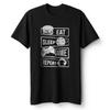 Eat Sleep Game Repeat Men's T-Shirt Black Cotton Gaming Tee