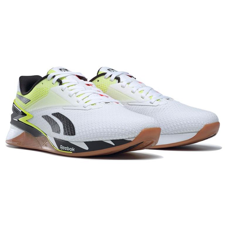 Reebok Nano X3 Gelb Orange Asymmetrische Unisex-Sneaker Weißes Schuhwerk-Weiß Orange-Flare HP6073