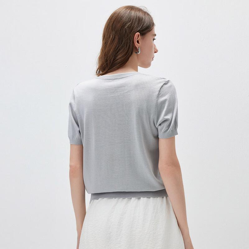 Women's Mulberry Silk Blend Cartoon Cat Knit Tee