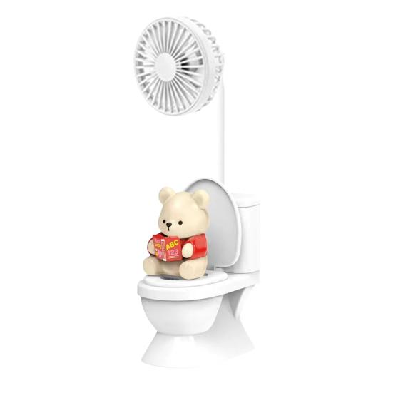 

Toilet-Shaped USB Desk Fan with Pen Holder DIY Stickers Cute Mini Cooling Fan for Office Home Flexible Gadget Gift for Desk Decor A