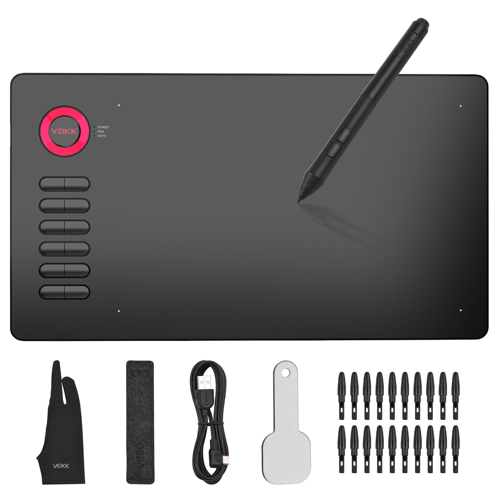 

Графический планшет VEIKK A15 с чувствительностью 8192, ручка без батареи, 12 горячих клавиш, 10x6 дюймов, 250 об/с красный