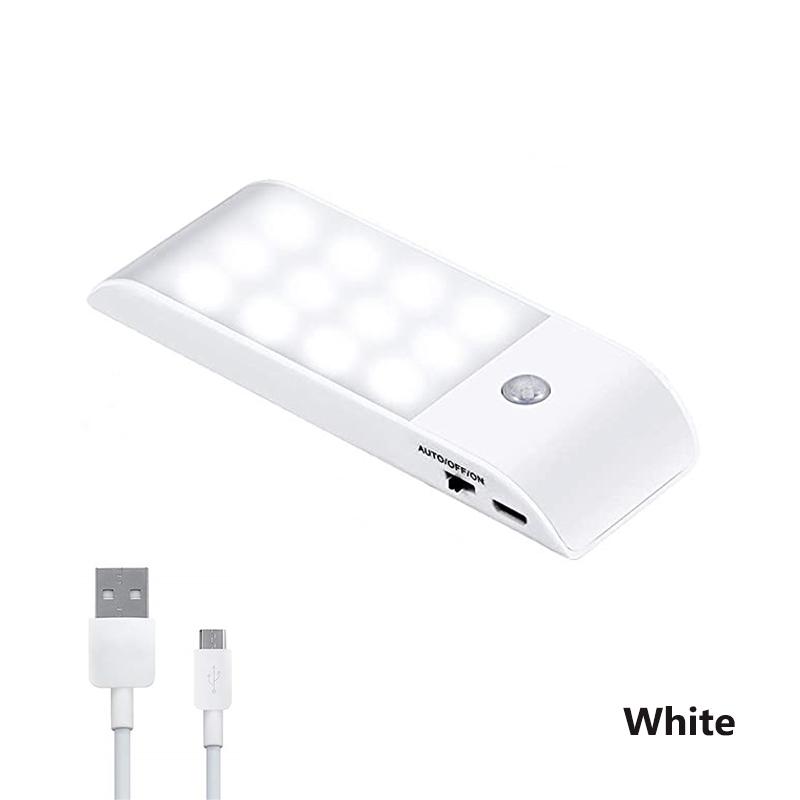 

Светодиодный ночник с датчиком движения, перезаряжаемый, под шкафом, светодиодный светильник для коридора, ванной комнаты, шкафа, кухни White light белый