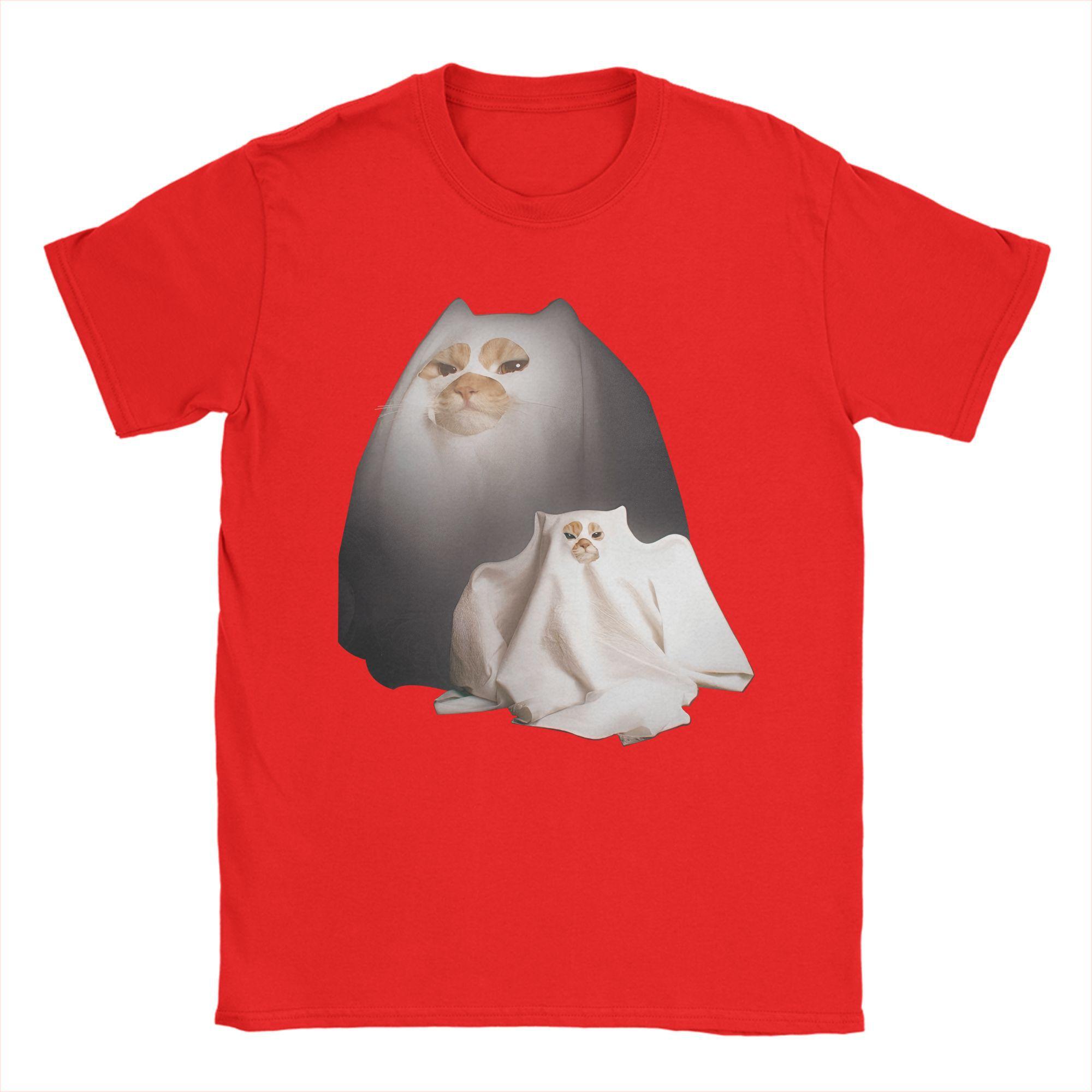 

Ghost Cat Meme Funny Halloween 100 Cotton T Shirt For Mens Summer Streetwear T Shirts Trending Tee Shirt Plus Size Print Tops S