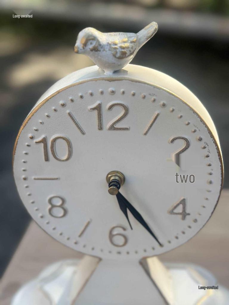 Super French Country Style Wrought Iron Retro Bird Clock - Small Antique Desk Clock
