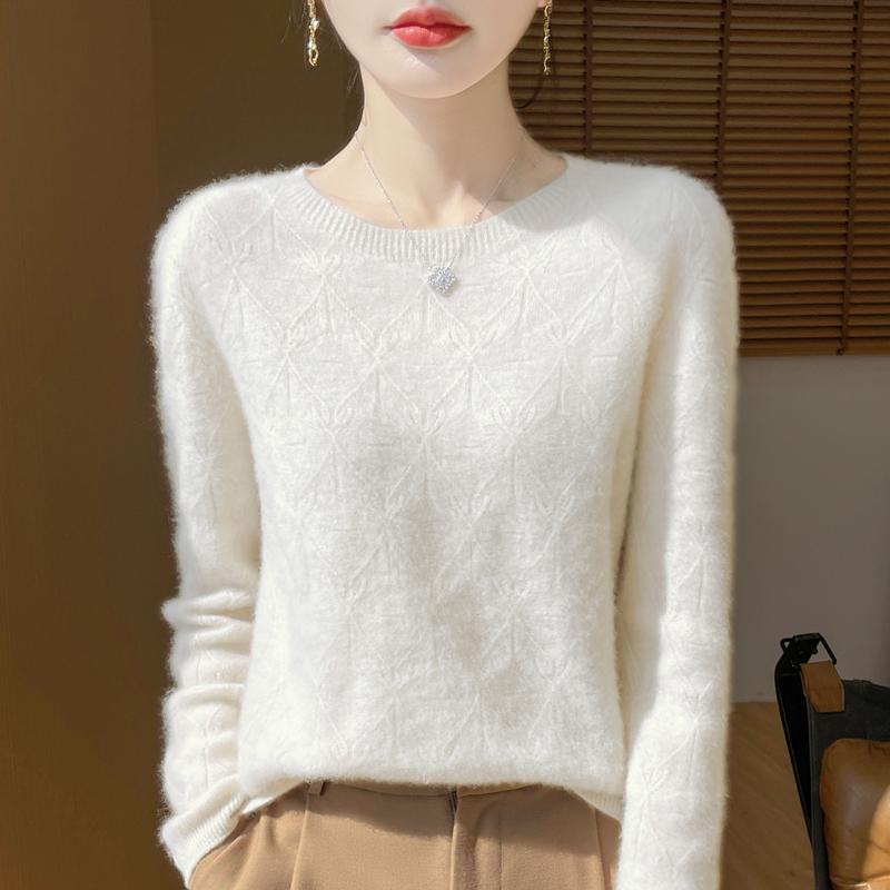 Women's Cashmere Sweater Qinghe Cashmere 30% Cashmere 70% Wool Autumn and Winter Pullover Warm and Fashionable