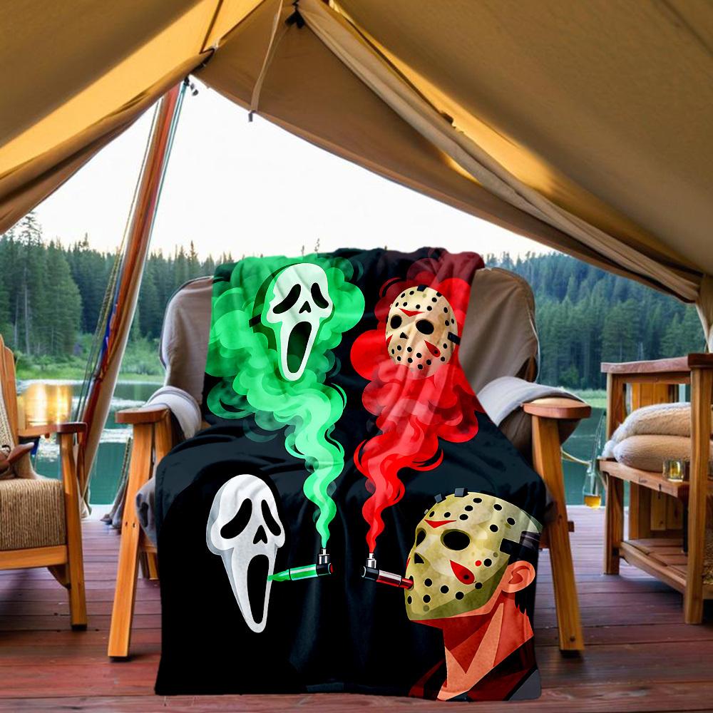 1pc Scream Jason Outdoor Blanket Lightweight Flannel, Soft & Warm, All Season Use for Sofa, Outdoor, Camping, Living Room, Office, Chair