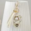 Key Decor Camellia Flower Keychain Letter Bag Hanging Pendant Pearl Flower Keyring  Birthday Gift