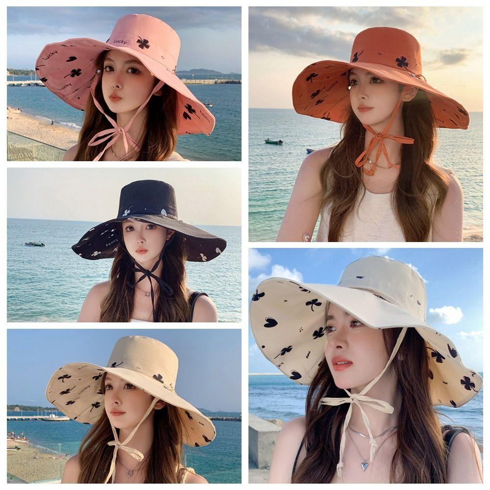 Sweet Wide Brim Sun Hat Anti-UV Sun Protection Cap Elegant Sunshade Fisherman Hat  Girls
