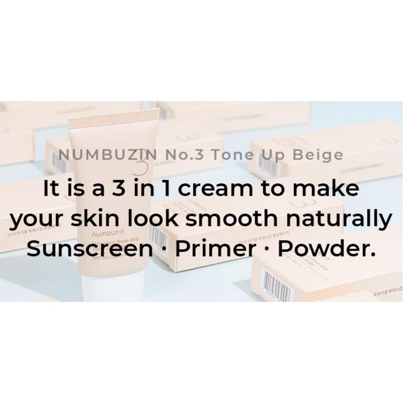 [Duo Set] Numbuzin No. 3 Porcelain Base-skip Tone Up Beige 35mL+35mL SPF50+ PA++++