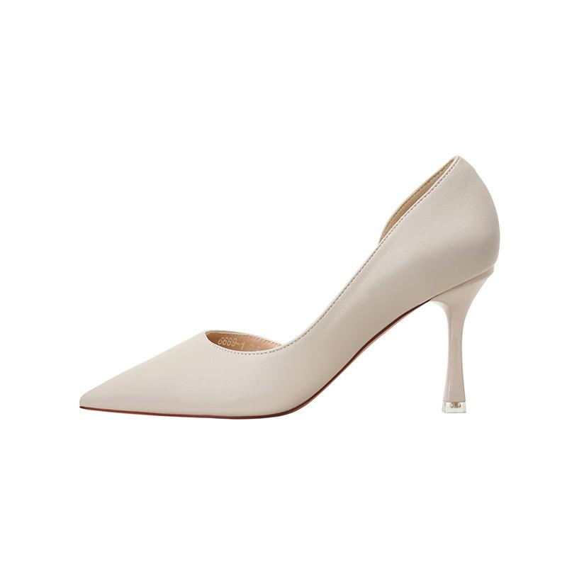 

- [Узор с овечками] Европейский и американский стиль, комфорт для работающих, OL, ажурная боковая резьба, темперамент, нюдовые туфли на высоком каблуке, женские туфли-лодочки 40